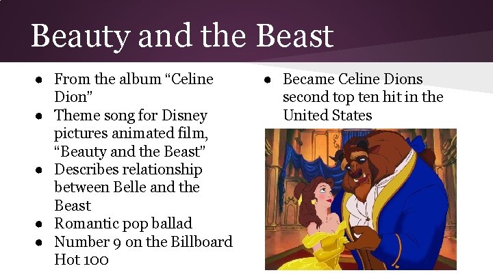 Beauty and the Beast ● From the album “Celine Dion” ● Theme song for