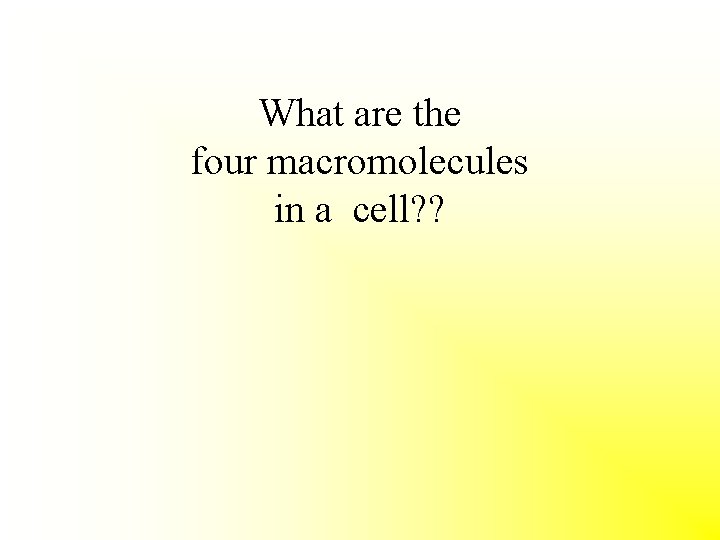 What are the four macromolecules in a cell? ? 