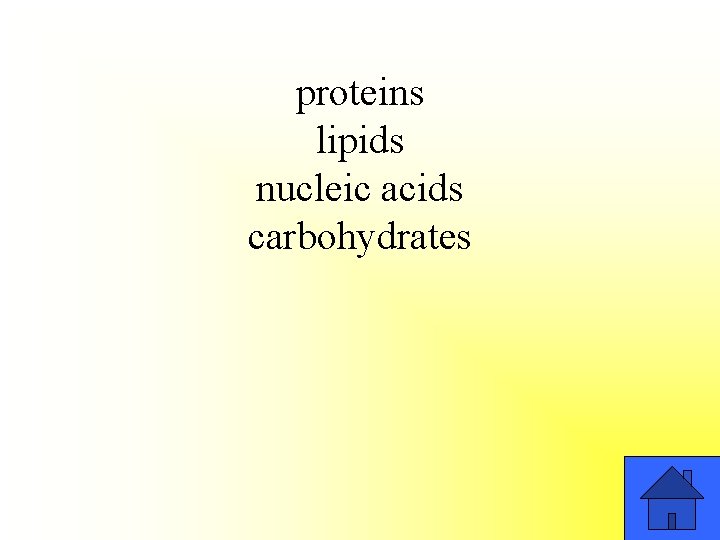 proteins lipids nucleic acids carbohydrates 