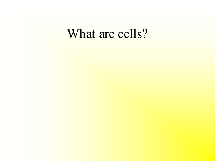 What are cells? 