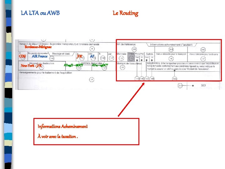LA LTA ou AWB Le Routing Bordeaux-Mérignac CDG AIR France New-York - JFK AF