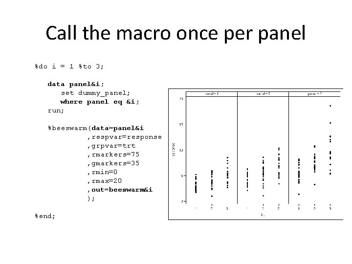 Call the macro once per panel %do i = 1 %to 3; data panel&i;