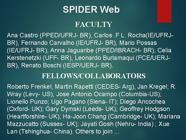 SPIDER Web School for Policies Innovation and Development