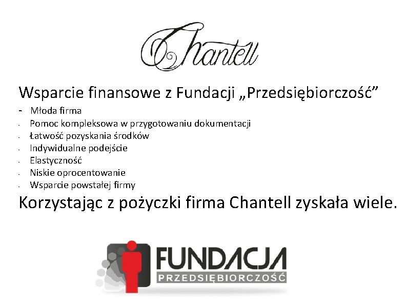 Wsparcie finansowe z Fundacji „Przedsiębiorczość” - Młoda firma - Pomoc kompleksowa w przygotowaniu dokumentacji