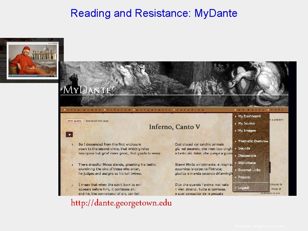 Reading and Resistance: My. Dante http: //dante. georgetown. edu Randy Bass, Georgetown University 