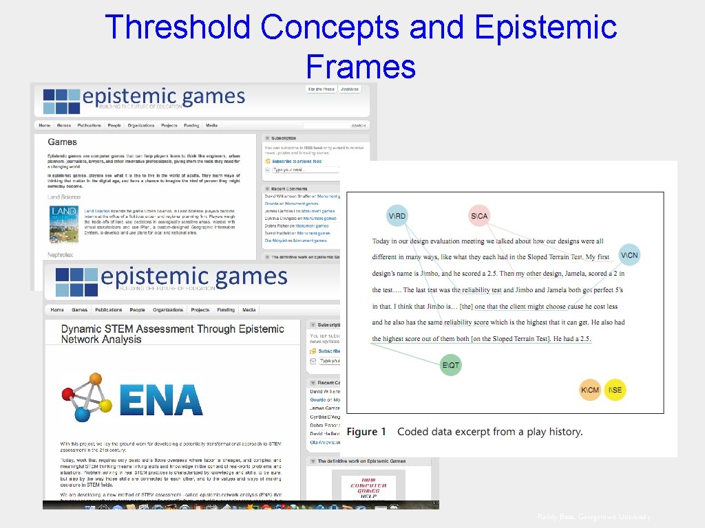 Threshold Concepts and Epistemic Frames Randy Bass, Georgetown University 