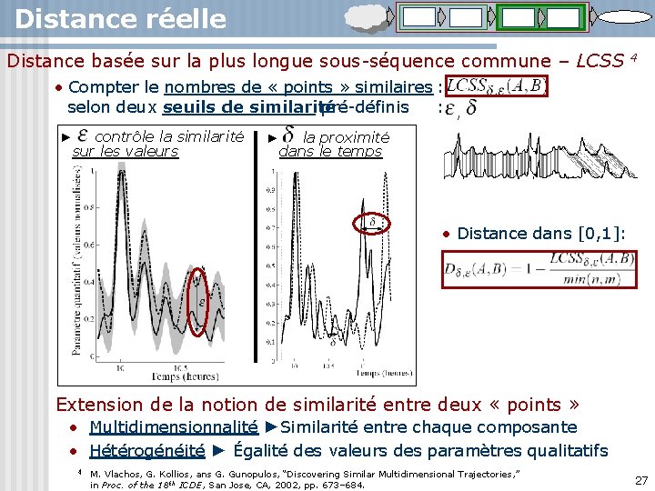 Distance réelle Distance basée sur la plus longue sous-séquence commune – LCSS 4 •