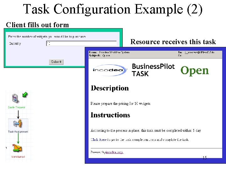 Task Configuration Example (2) Client fills out form Resource receives this task 15 