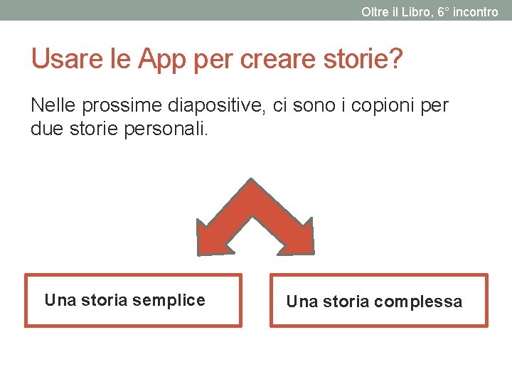 Oltre il Libro, 6° incontro Usare le App per creare storie? Nelle prossime diapositive,