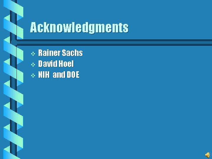 Acknowledgments Rainer Sachs v David Hoel v NIH and DOE v 