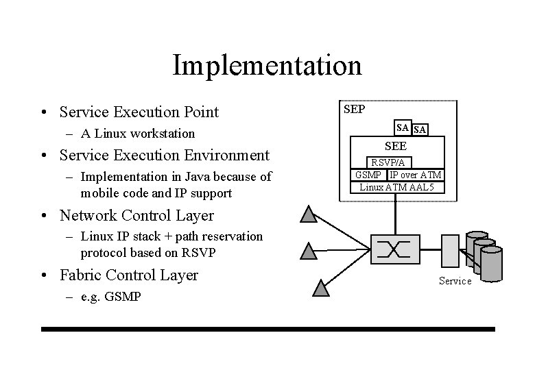Implementation • Service Execution Point – A Linux workstation • Service Execution Environment – Implementation • Service Execution Point – A Linux workstation • Service Execution Environment –