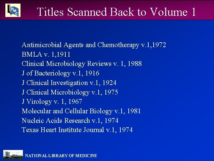 Titles Scanned Back to Volume 1 Antimicrobial Agents and Chemotherapy v. 1, 1972 BMLA