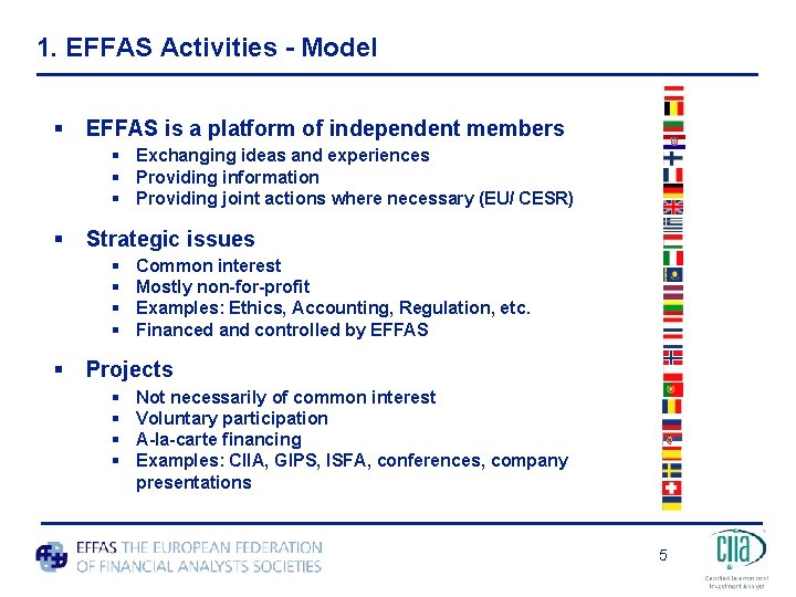 1. EFFAS Activities - Model § EFFAS is a platform of independent members §