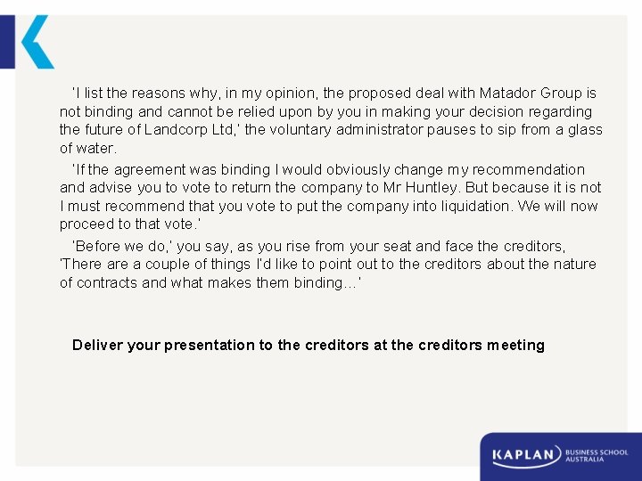 ‘I list the reasons why, in my opinion, the proposed deal with Matador Group