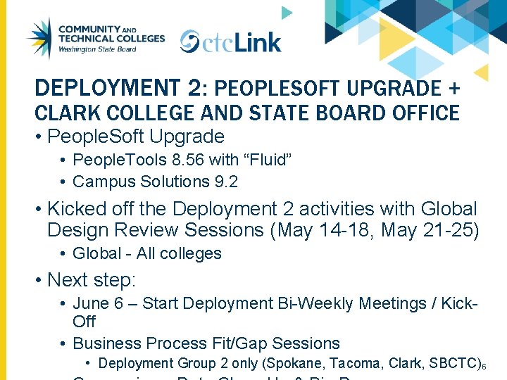 DEPLOYMENT 2: PEOPLESOFT UPGRADE + CLARK COLLEGE AND STATE BOARD OFFICE • People. Soft