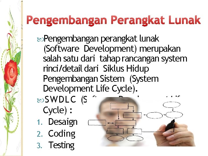 Pengembangan Perangkat Lunak Pengembangan perangkat lunak (Software Development) merupakan salah satu dari tahap rancangan