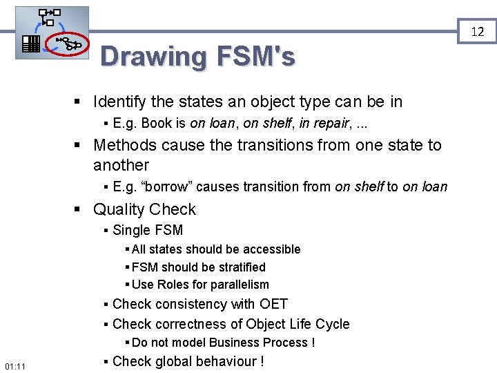 12 Drawing FSM's § Identify the states an object type can be in §