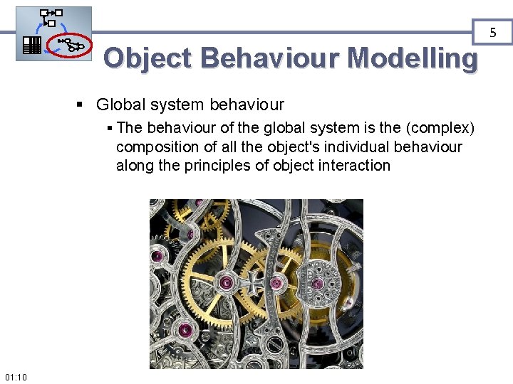 5 Object Behaviour Modelling § Global system behaviour § The behaviour of the global