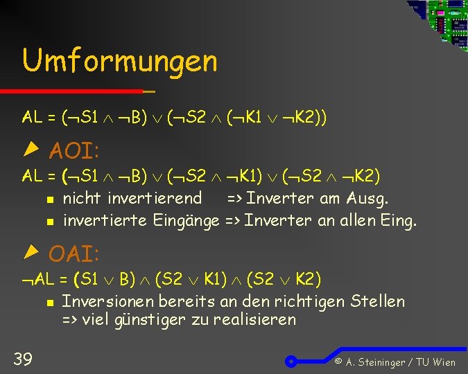 Umformungen AL = ( S 1 B) ( S 2 ( K 1 K