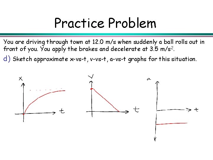 Practice Problem You are driving through town at 12. 0 m/s when suddenly a