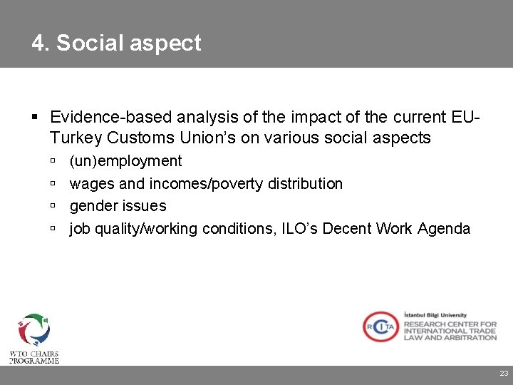 4. Social aspect Evidence-based analysis of the impact of the current EUTurkey Customs Union’s