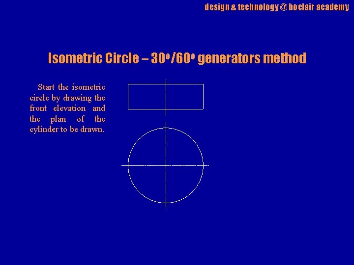 design & technology @ boclair academy Isometric Circle – 30 o/60 o generators method