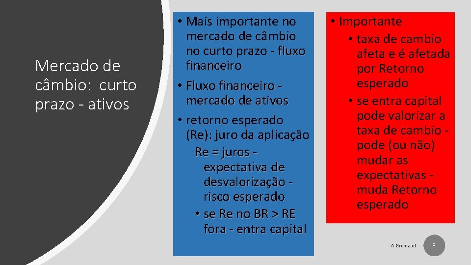 Mercado de câmbio: curto prazo - ativos • Mais importante no mercado de câmbio