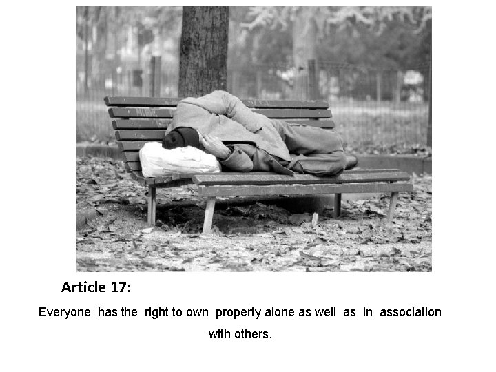 Article 17: Everyone has the right to own property alone as well as in