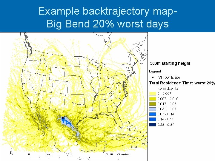 Example backtrajectory map. Big Bend 20% worst days 