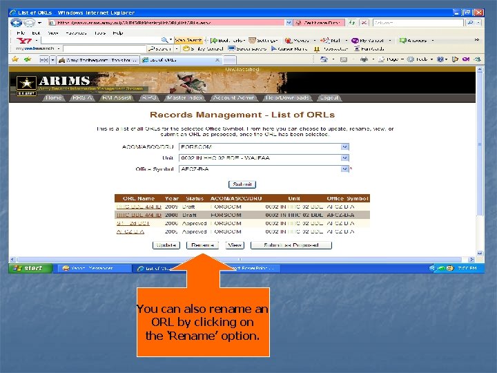 You can also rename an ORL by clicking on the ‘Rename’ option. 