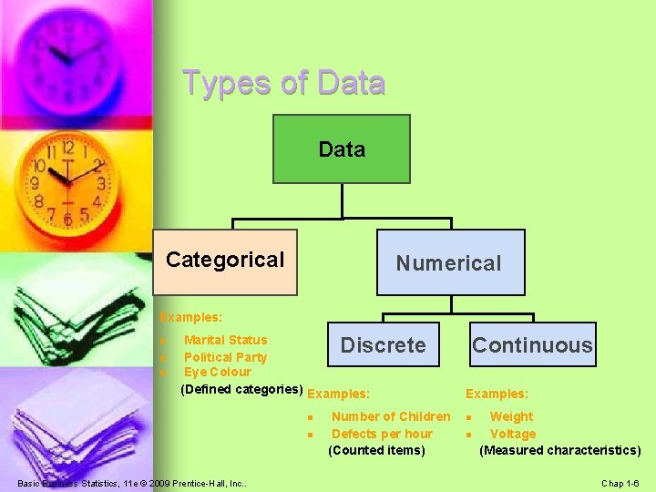 Types of Data Categorical Numerical Examples: n n n Discrete Marital Status Political Party Types of Data Categorical Numerical Examples: n n n Discrete Marital Status Political Party