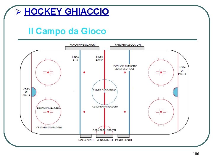 Ø HOCKEY GHIACCIO Il Campo da Gioco 106 