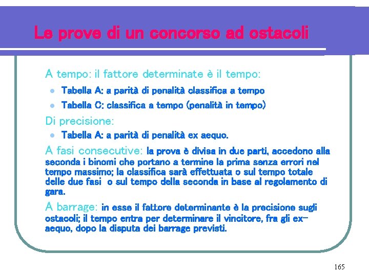 Le prove di un concorso ad ostacoli A tempo: il fattore determinate è il