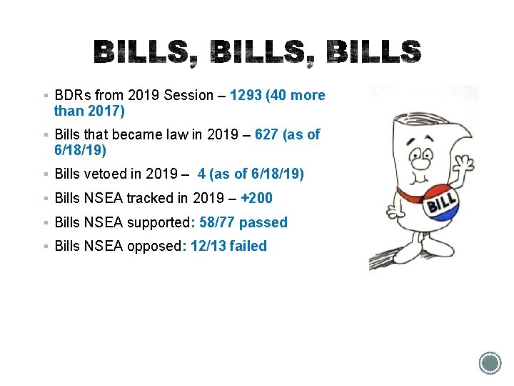 § BDRs from 2019 Session – 1293 (40 more than 2017) § Bills that