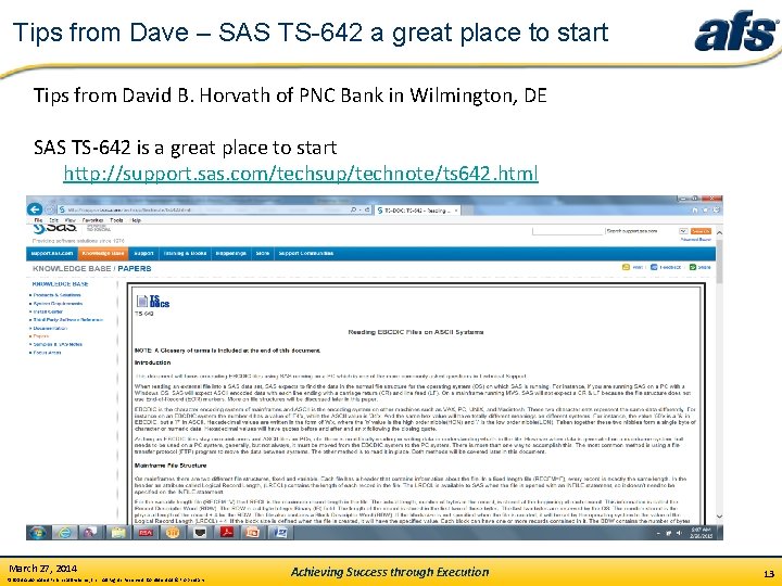Tips from Dave – SAS TS-642 a great place to start Tips from David
