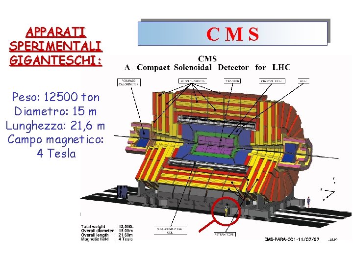 APPARATI SPERIMENTALI GIGANTESCHI: Peso: 12500 ton Diametro: 15 m Lunghezza: 21, 6 m Campo