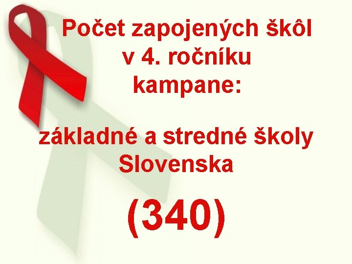Počet zapojených škôl v 4. ročníku kampane: základné a stredné školy Slovenska (340) 