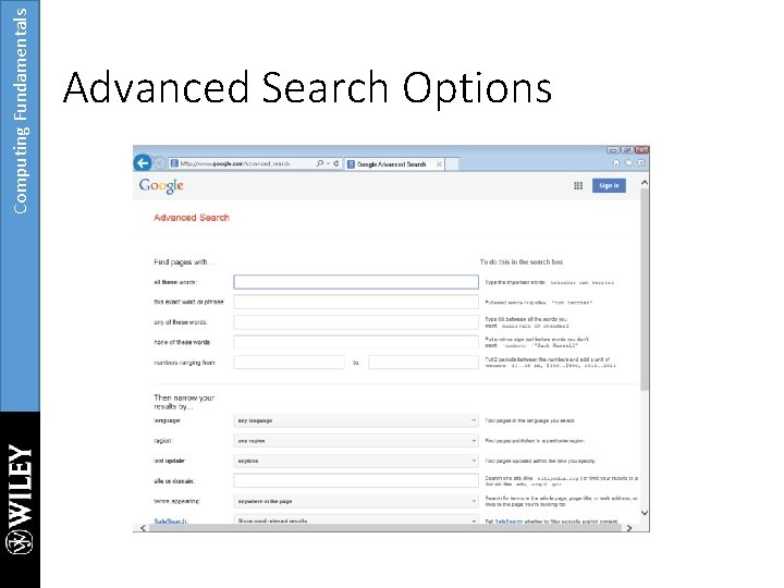 Computing Fundamentals Advanced Search Options 
