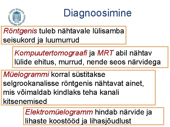 Diagnoosimine Röntgenis tuleb nähtavale lülisamba seisukord ja luumurrud Kompuutertomograafi ja MRT abil nähtav lülide