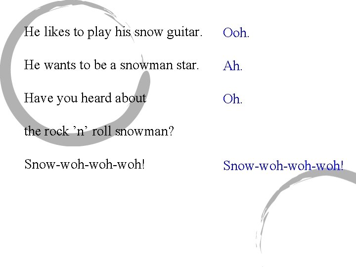 He likes to play his snow guitar. Ooh. He wants to be a snowman