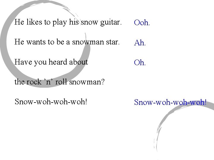 He likes to play his snow guitar. Ooh. He wants to be a snowman