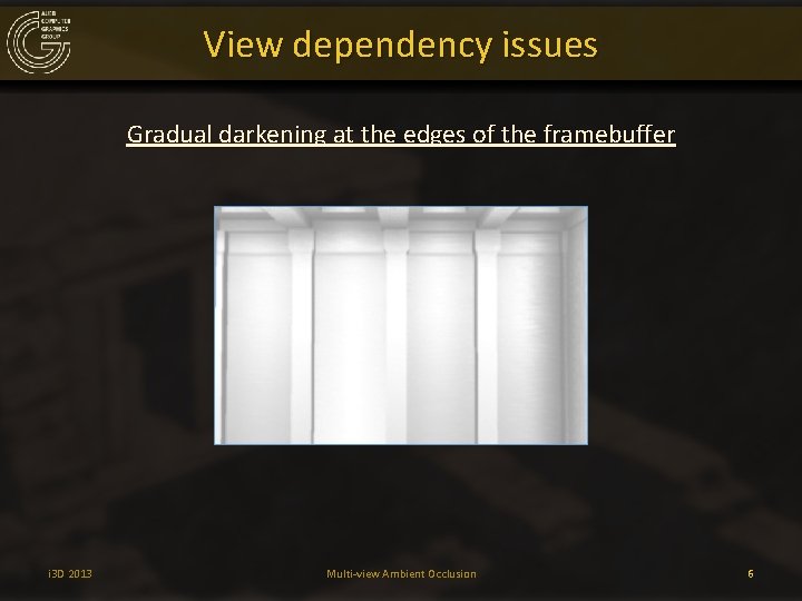 View dependency issues Gradual darkening at the edges of the framebuffer i 3 D