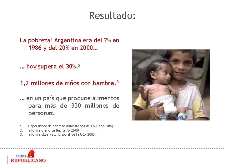 Resultado: La pobreza 1 Argentina era del 2% en 1986 y del 20% en