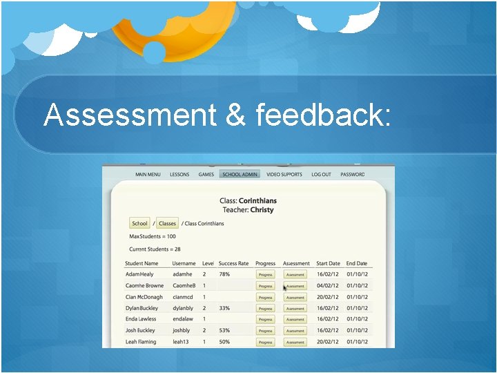 Assessment & feedback: 