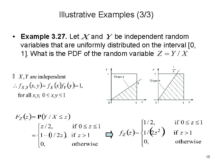 Illustrative Examples (3/3) • Example 3. 27. Let and be independent random variables that