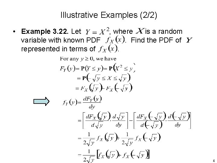 Illustrative Examples (2/2) • Example 3. 22. Let variable with known PDF represented in