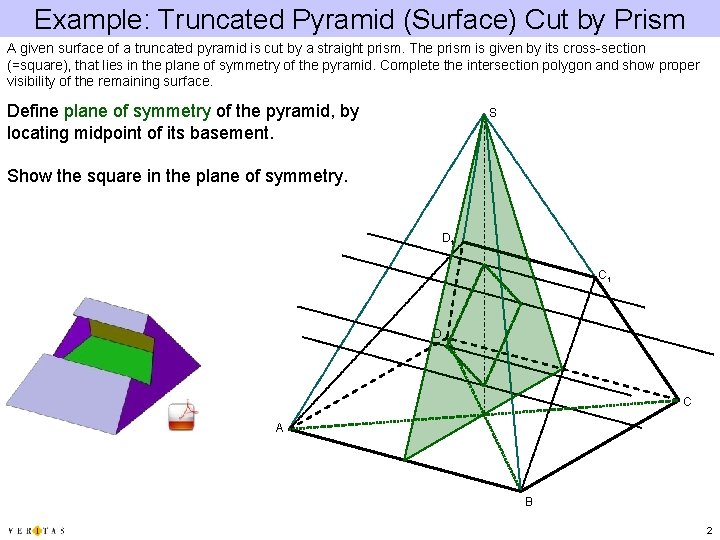 Example: Truncated Pyramid (Surface) Cut by Prism A given surface of a truncated pyramid