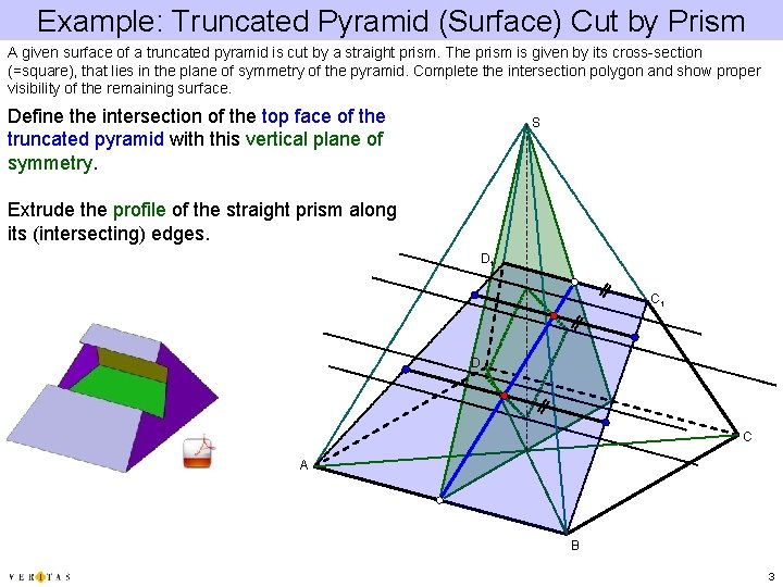 Example: Truncated Pyramid (Surface) Cut by Prism A given surface of a truncated pyramid