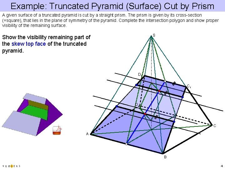 Example: Truncated Pyramid (Surface) Cut by Prism A given surface of a truncated pyramid