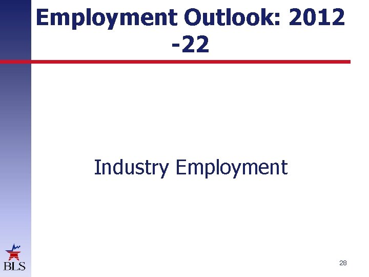 Employment Outlook: 2012 -22 Industry Employment 28 